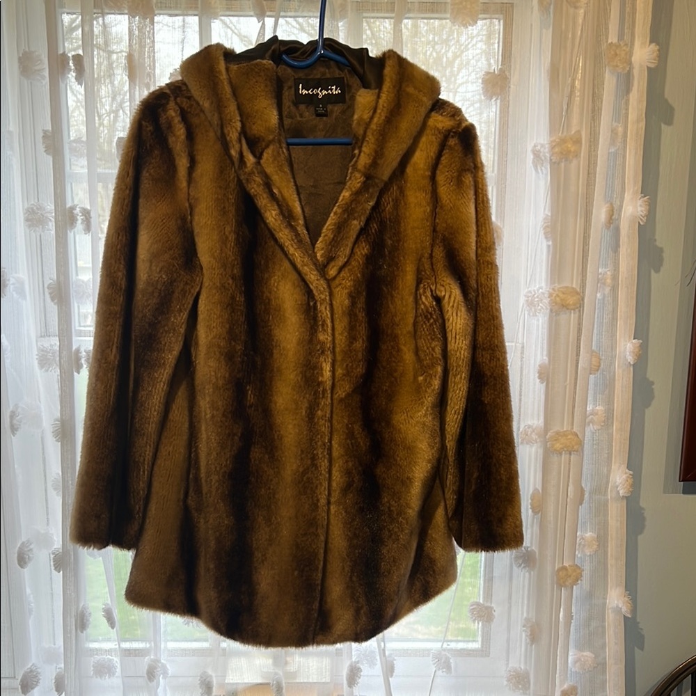 Brown Faux Fur Women's Coat